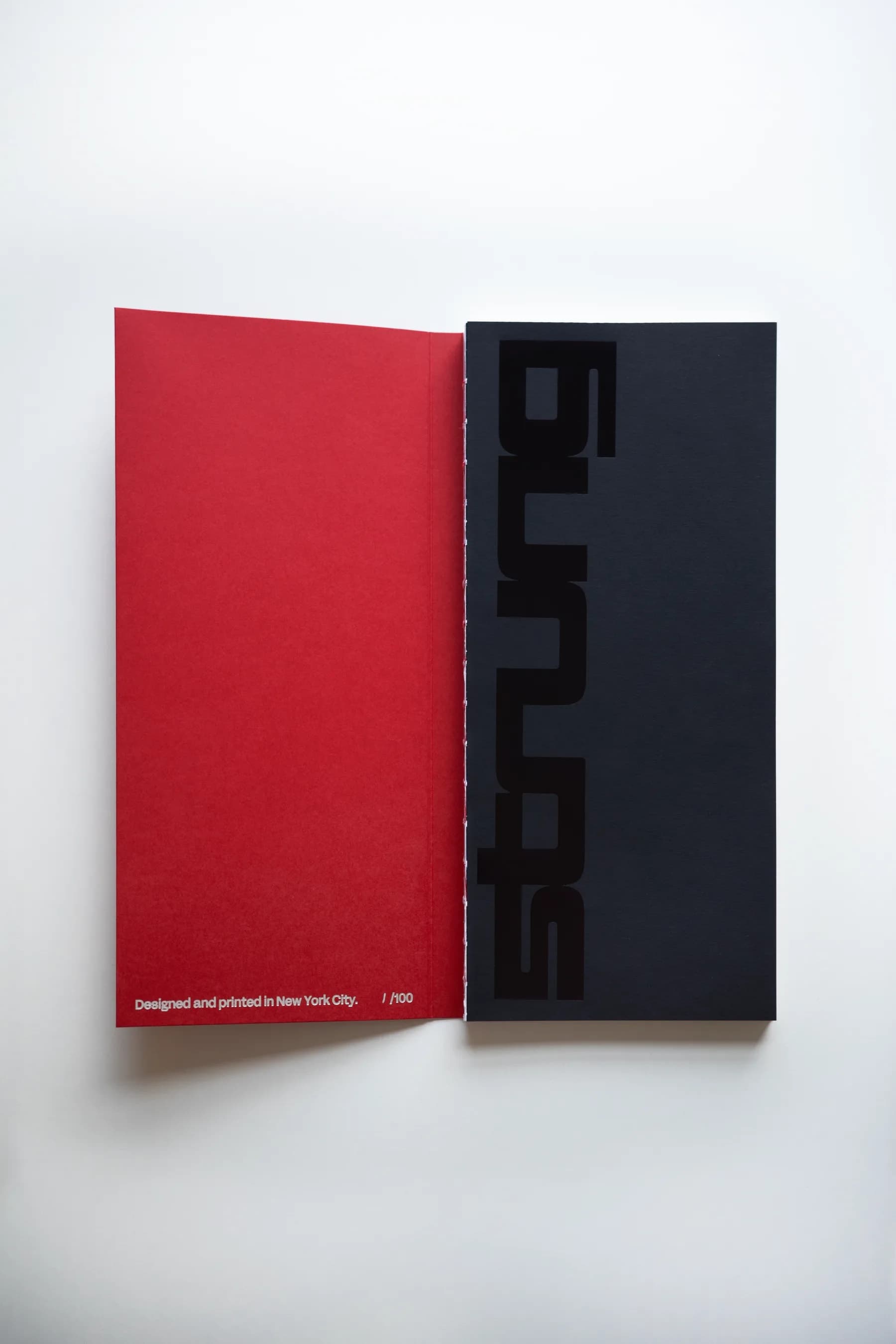STRUNG: Issue 001 opened to the inside cover and hand-numbered colophon